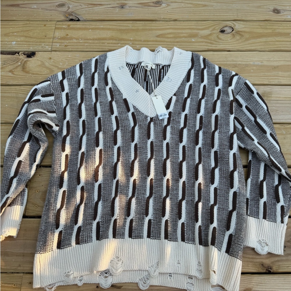 Gilded Intent Brown and Cream Sweater